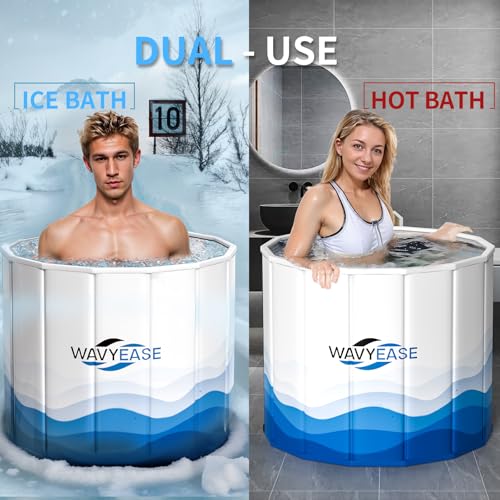 Enhanced Moveable Grownup Tub Tub - 88 Gallon Foldable Chilly Plunge Tub for Restoration - Collapsible Soaking Tub for Dwelling Bathe Stall SPA - Outside Ice Bathing Tub for