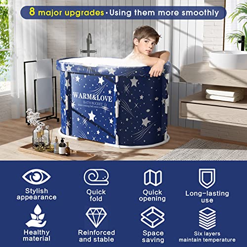 Foldable Moveable Bathtub for Adults and Youngsters - Freestanding Soaking Tub for Remedy, Scorching Spa, and Ice Baths, Ideally suited for Bathe Stall Bogs