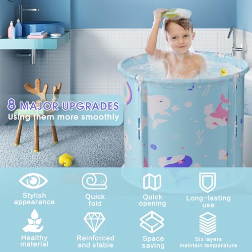 Foldable Transportable Bathtub for Youngsters - Japanese Soaking Spa Tub for Boys and Women, Supreme for Bathe Stall Use, Out of doors Ice Bathtub, and Remedy Periods