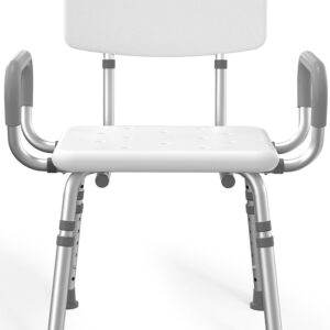 Heavy-Responsibility Bathe Chair with Arms and Again for Indoor Use, FSA/HSA Eligible, Helps As much as 500 lbs, Top Adjustable Security Bathtub Seat for Seniors, Adults, and Disabled…