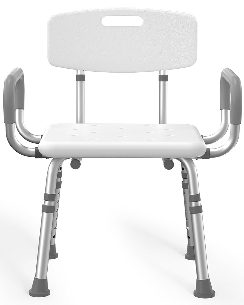 Heavy-Responsibility Bathe Chair with Arms and Again for Indoor Use, FSA/HSA Eligible, Helps As much as 500 lbs, Top Adjustable Security Bathtub Seat for Seniors, Adults, and Disabled…