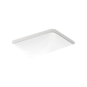 KOHLER 20000-0 Caxton White Rectangular Undermount Lavatory Sink with Overflow Drain, Dimensions: 20-1/4″ W x 15-11/16″ D