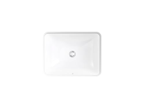 KOHLER 20000-0 Caxton White Rectangular Undermount Lavatory Sink with Overflow Drain, Dimensions: 20-1/4" W x 15-11/16" D