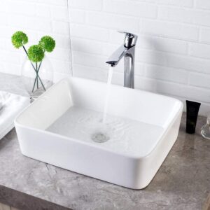 Lordear 19-Inch Rectangular Vessel Sink – Fashionable White Above Counter Toilet Sink, Porcelain Ceramic Self-importance Basin (19×15 Inch)